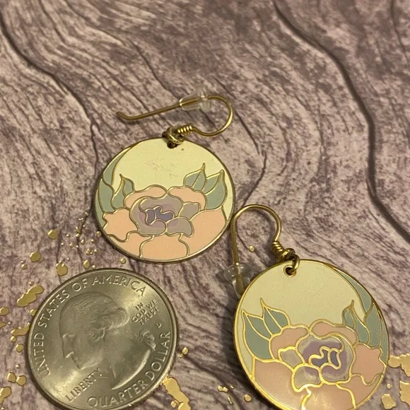VINTAGE Laurel Burch “ Garden Rose “ earrings - Picture 4 of 5